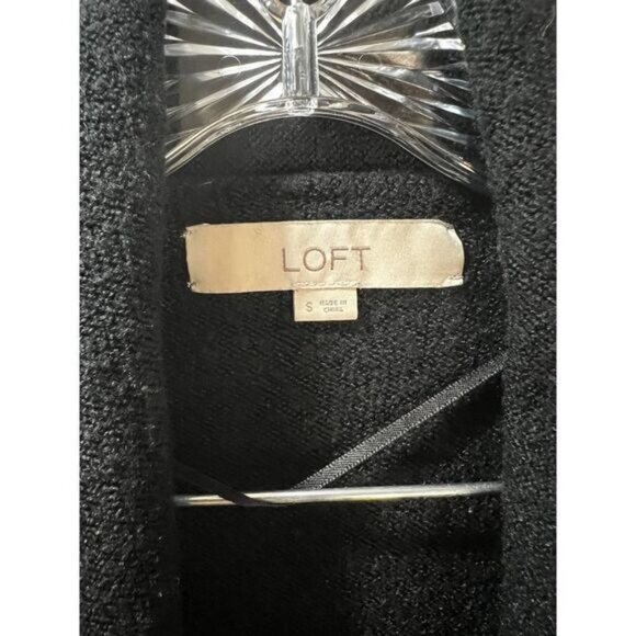 Loft Womens Open Front Black Cardigan Lightweight Knit With Pockets Size S - Picture 4 of 5